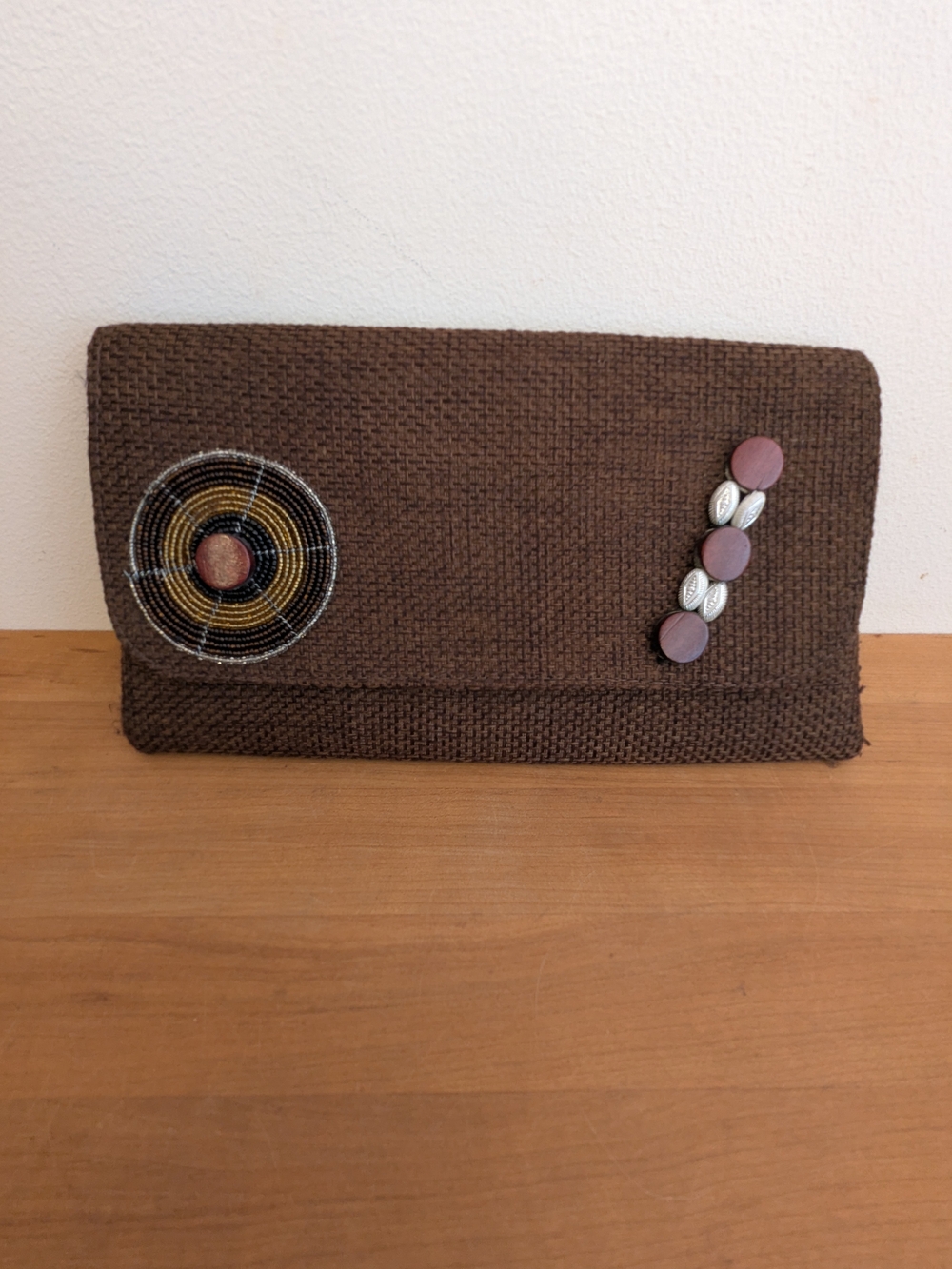 Handcrafted African Brown Woven Jute with Beaded Accent